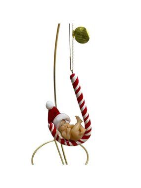 Ashton Drake Sweet Slumber Santas Little Angels Christmas Ornament Candy Cane